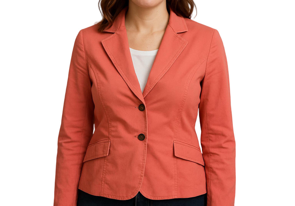 Talbots blazer collared button peach pink size 10 over jacket stretchy